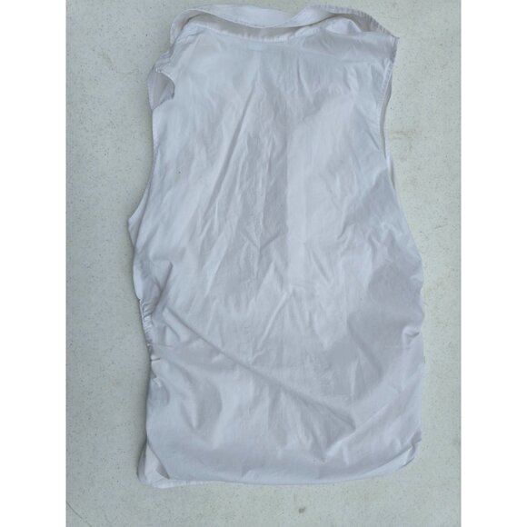 New York & Company Womens White Sleeveless Ruffle Front Button-Up Blouse - Picture 6 of 7